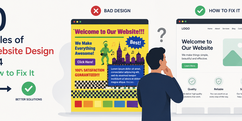 20 Examples of Bad Website Design in 2024 and How to Fix It